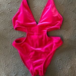 Express Fuchsia Velvet One Piece